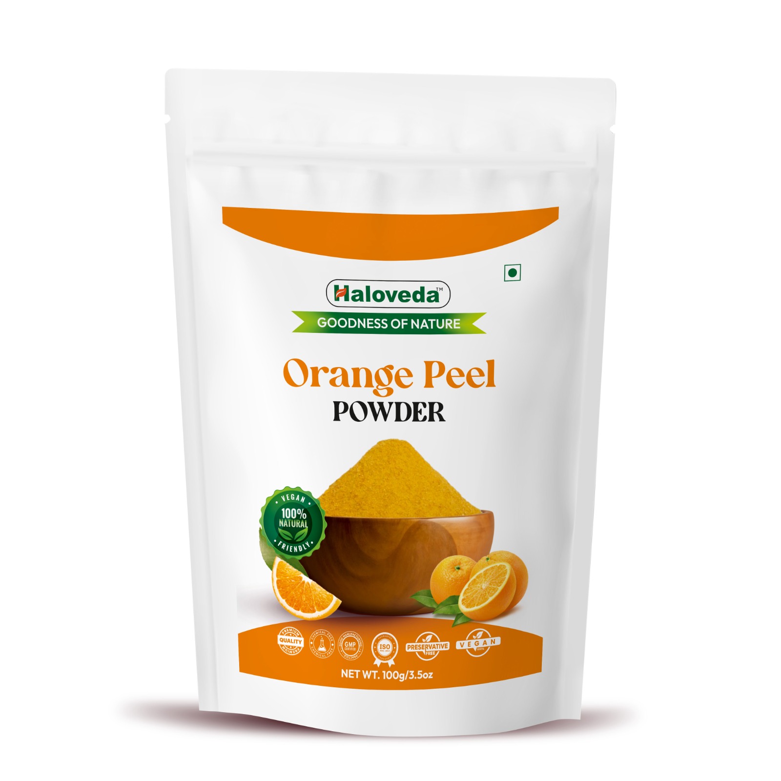 Haloveda Herbal Orange Peel Powder for Face Pack | 100% Pure & Natural | Skin Brightening, Tan Removal & Acne Care | Vitamin C Rich Herbal Powder