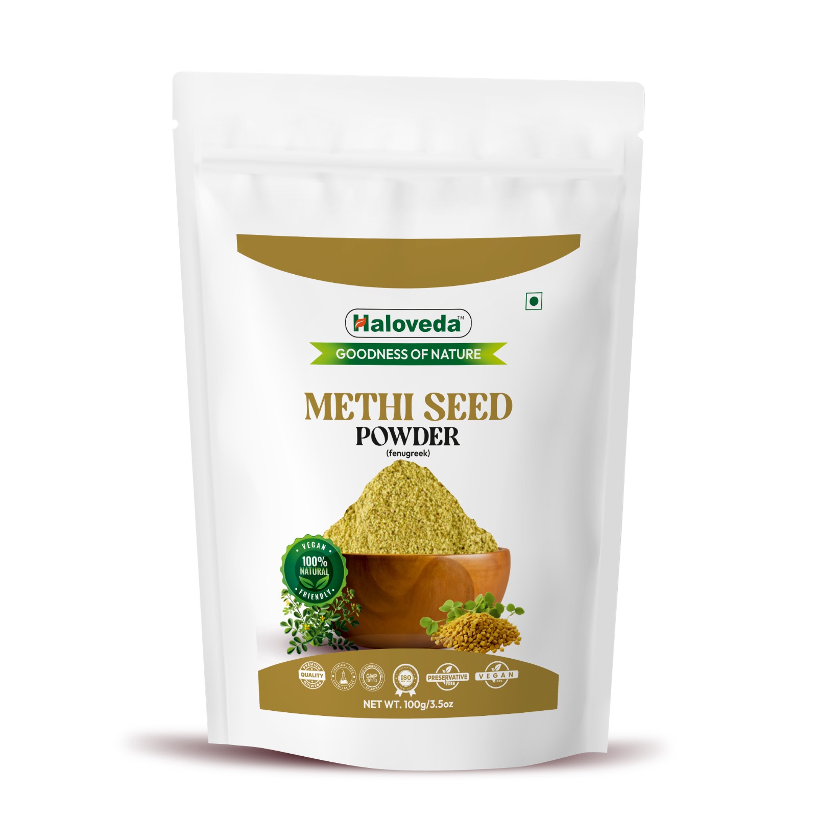 Haloveda Herbal Fenugreek (Methi) Powder for Hair & Skin | 100% Pure & Natural Methi Seed Powder | Hair Growth, Hair Fall Control & Dandruff Care | Ch