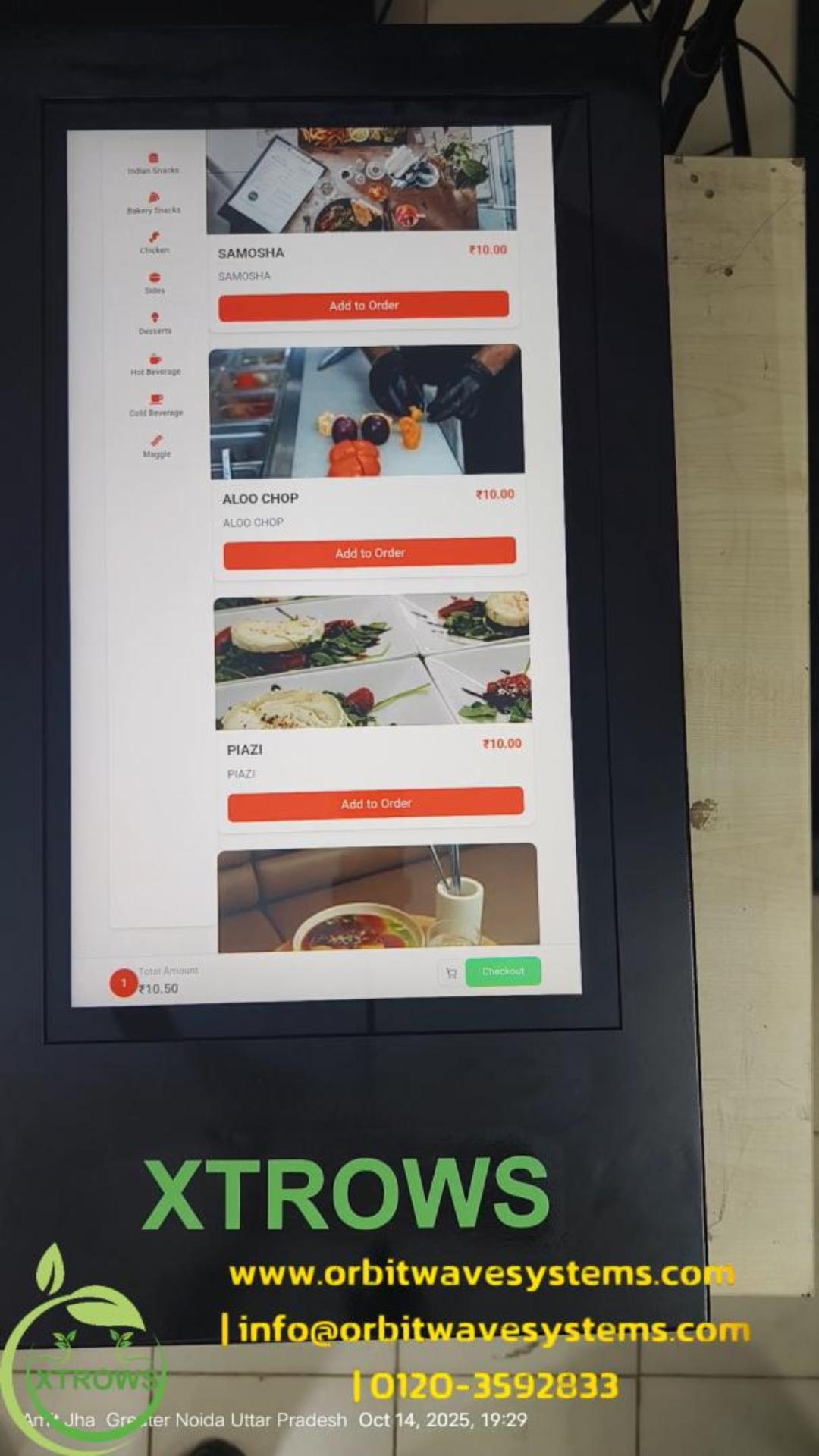 XTROWS Food Ordering Wall Mount Kiosk (Self-Service QSR Ordering Solution)