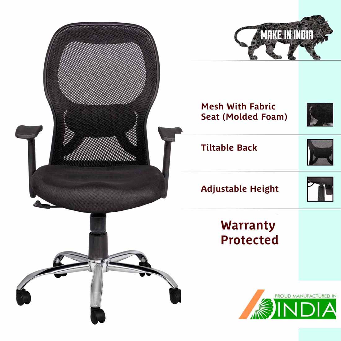 Mango Blossom Brisbane Mid Back ergonomic office executive chair black