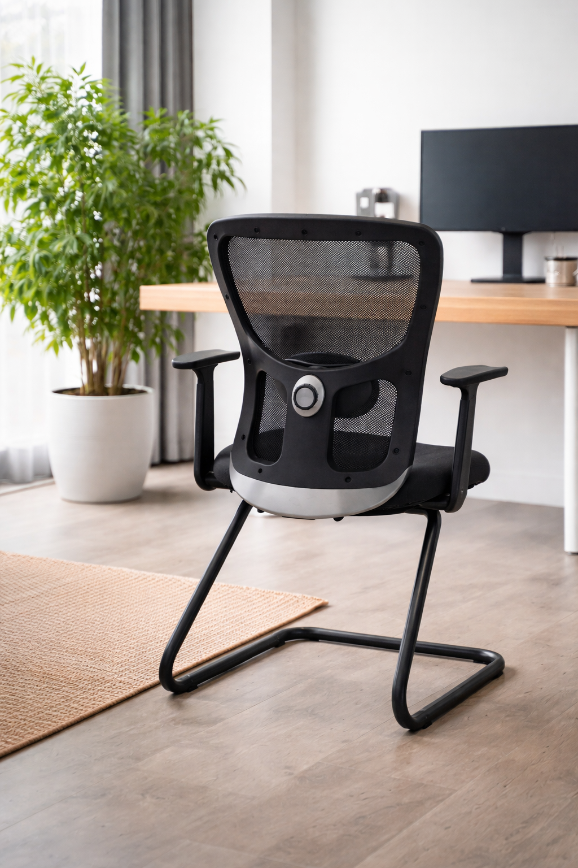 Mango Blossom Trentbridge egonomic mid back mesh Visitor chair Black