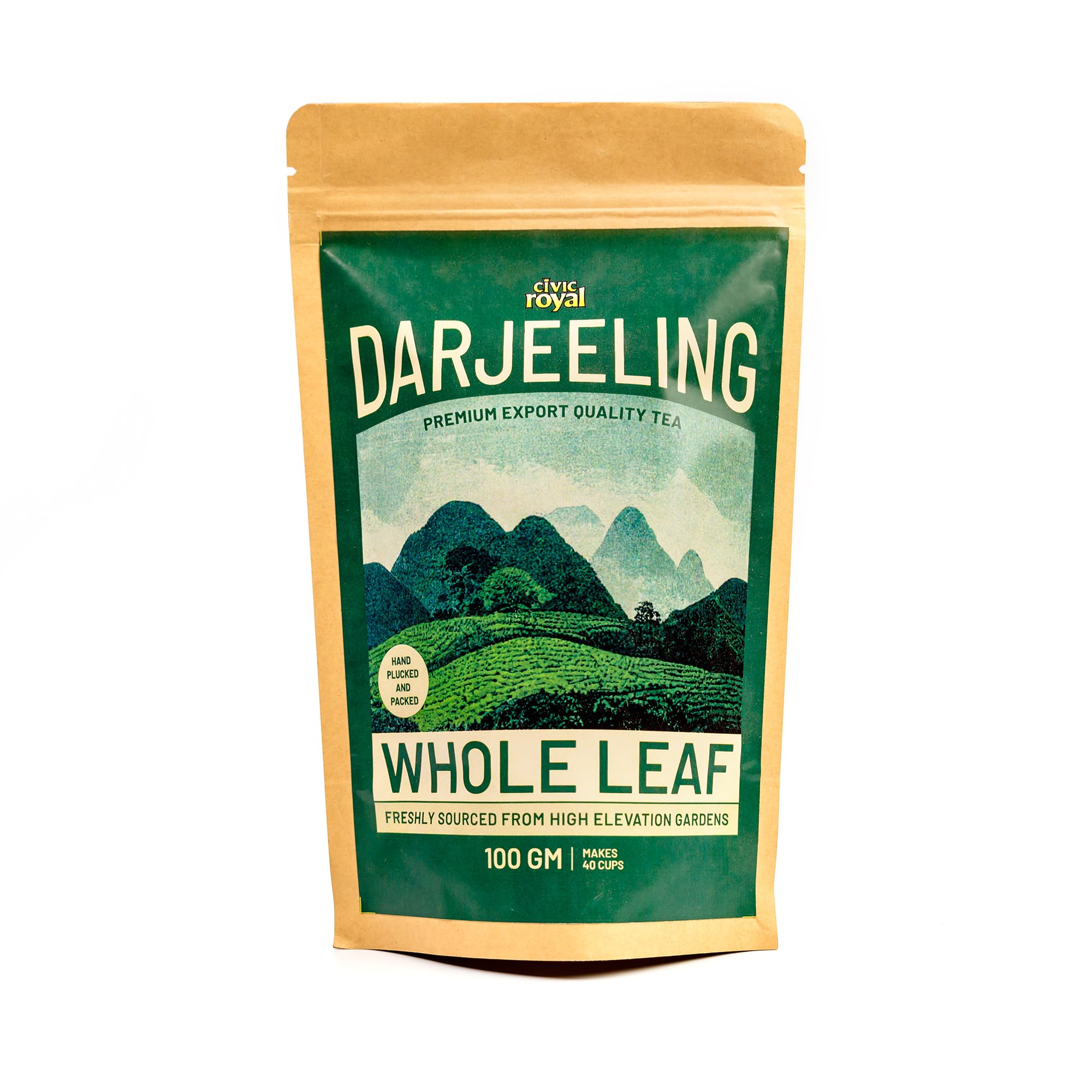 Civic Royal Darjeeling Tea - Black Orthodox- Whole Leaf- High Elevation - Export Quality Tea ,100 gm Packet