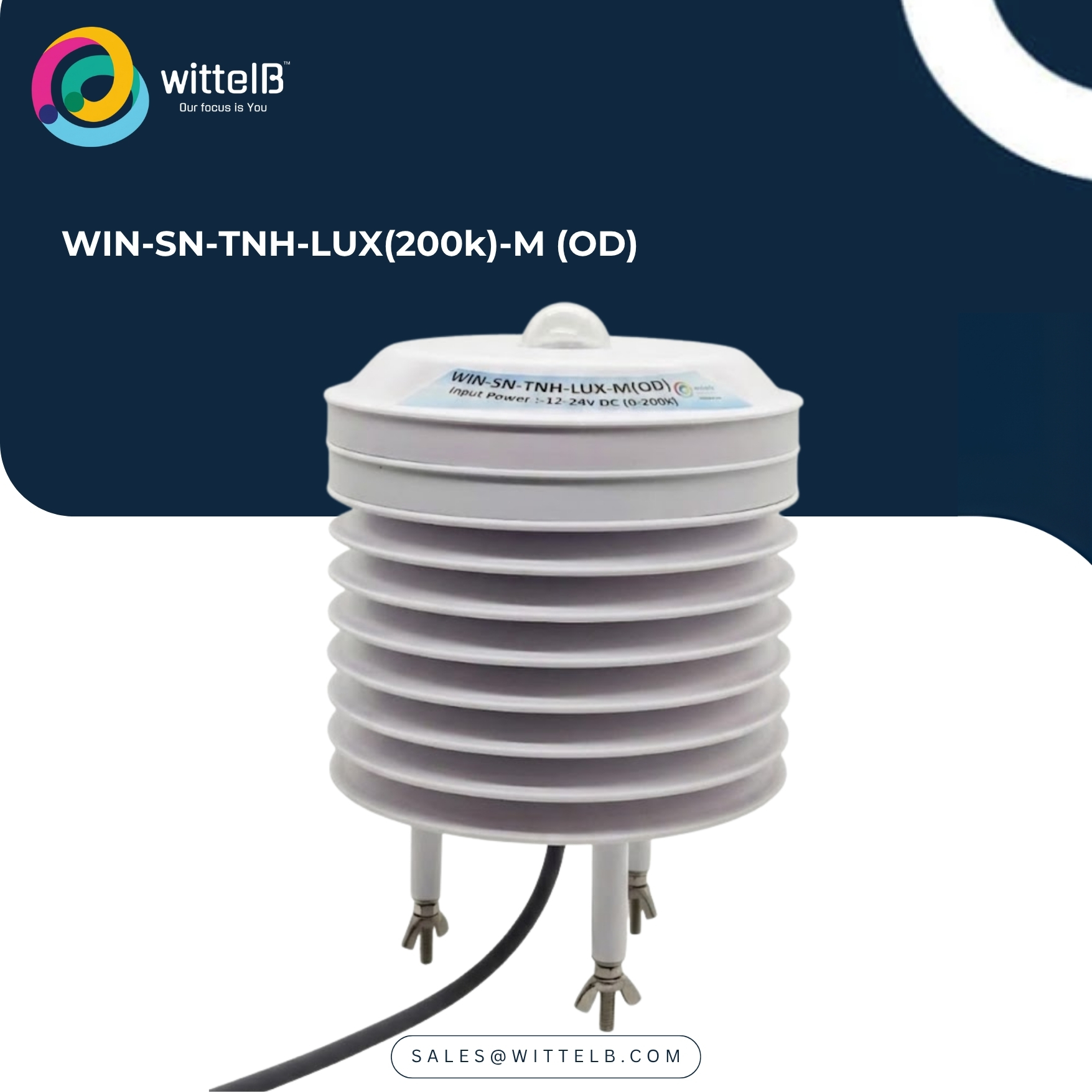 Outdoor Sensor with Solar shield Temp, Hum and Lux WIN-SN-TNH-LUX(200k)-M (OD)
