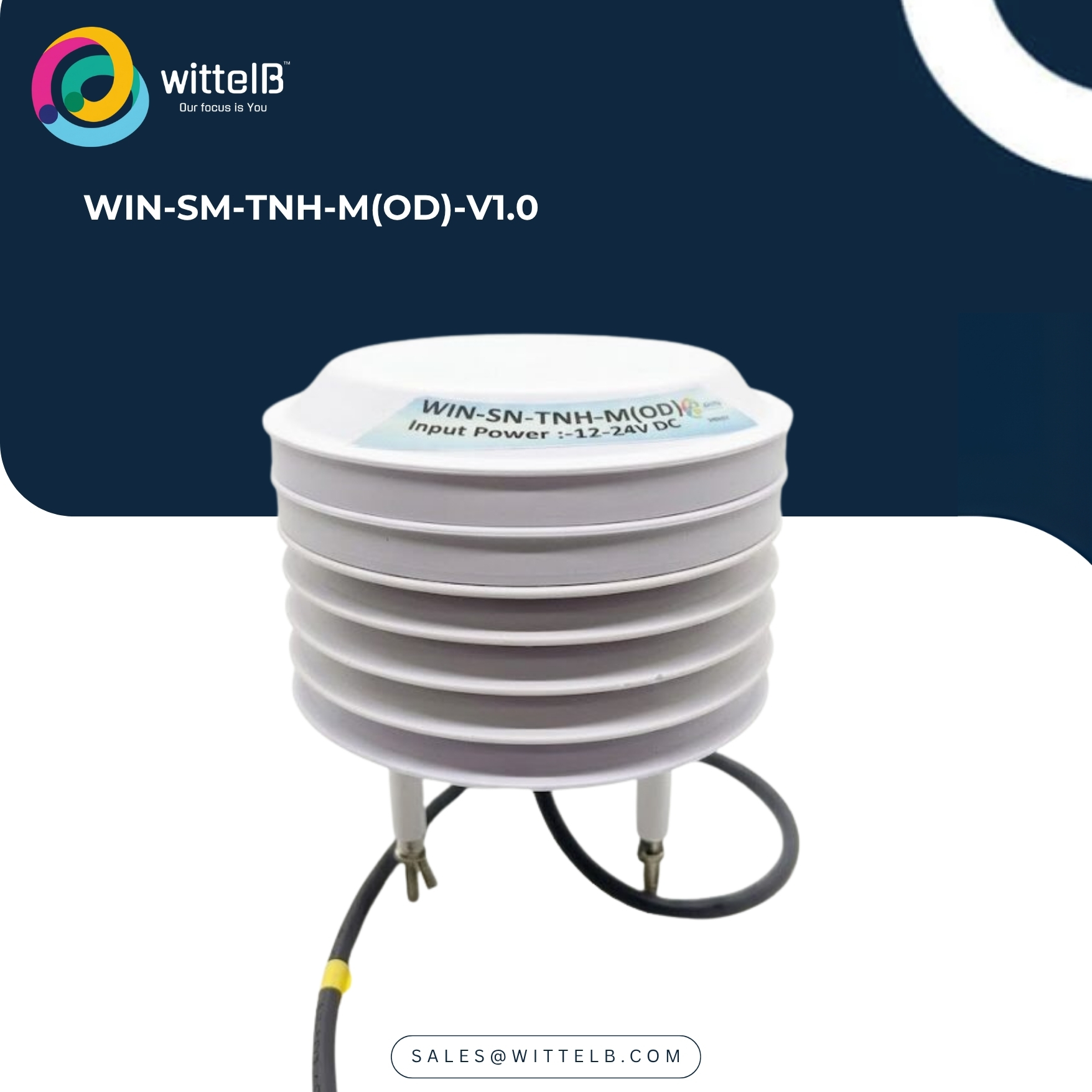 Temperature n Humidity Sensor w Solar Shield Housing WIN-SN-TNH-M(OD)-V2.0