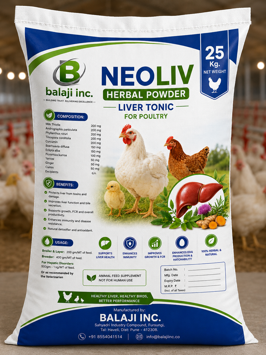 Neoliv Herbal Liver Tonic 25kg - Hepatoprotective Supplement for Poultry Health