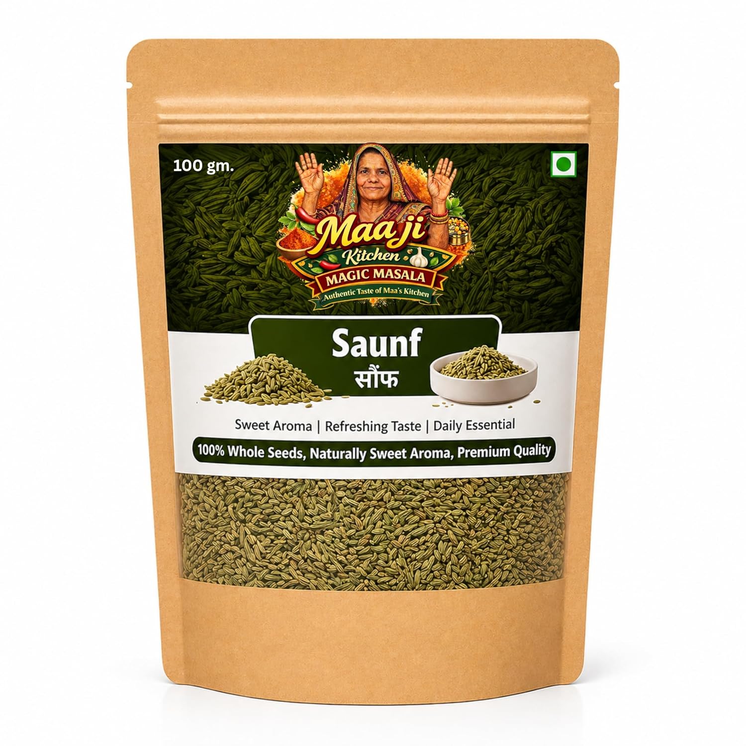 Maa Ji Kitchen Premium Fennel Seeds (Saunf) 100g Jar