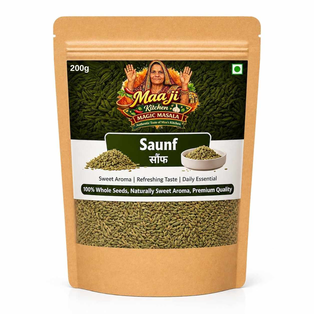 Maa Ji Kitchen Premium Fennel Seeds (Saunf) 200g Jar