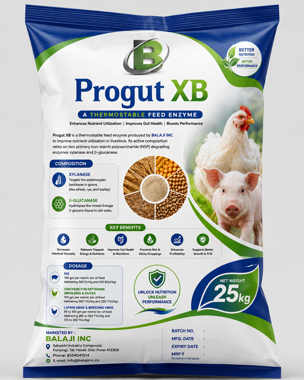 PROGUT XB - Xylanase and ß-glucanase are vital exogenous carbohydrase enzymes added to swine and poultry diets.