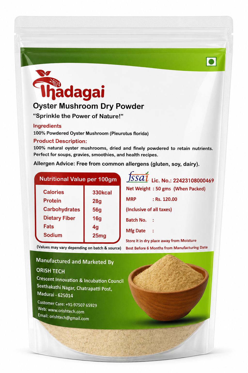 Thadagai- Dry Mushroom Powder