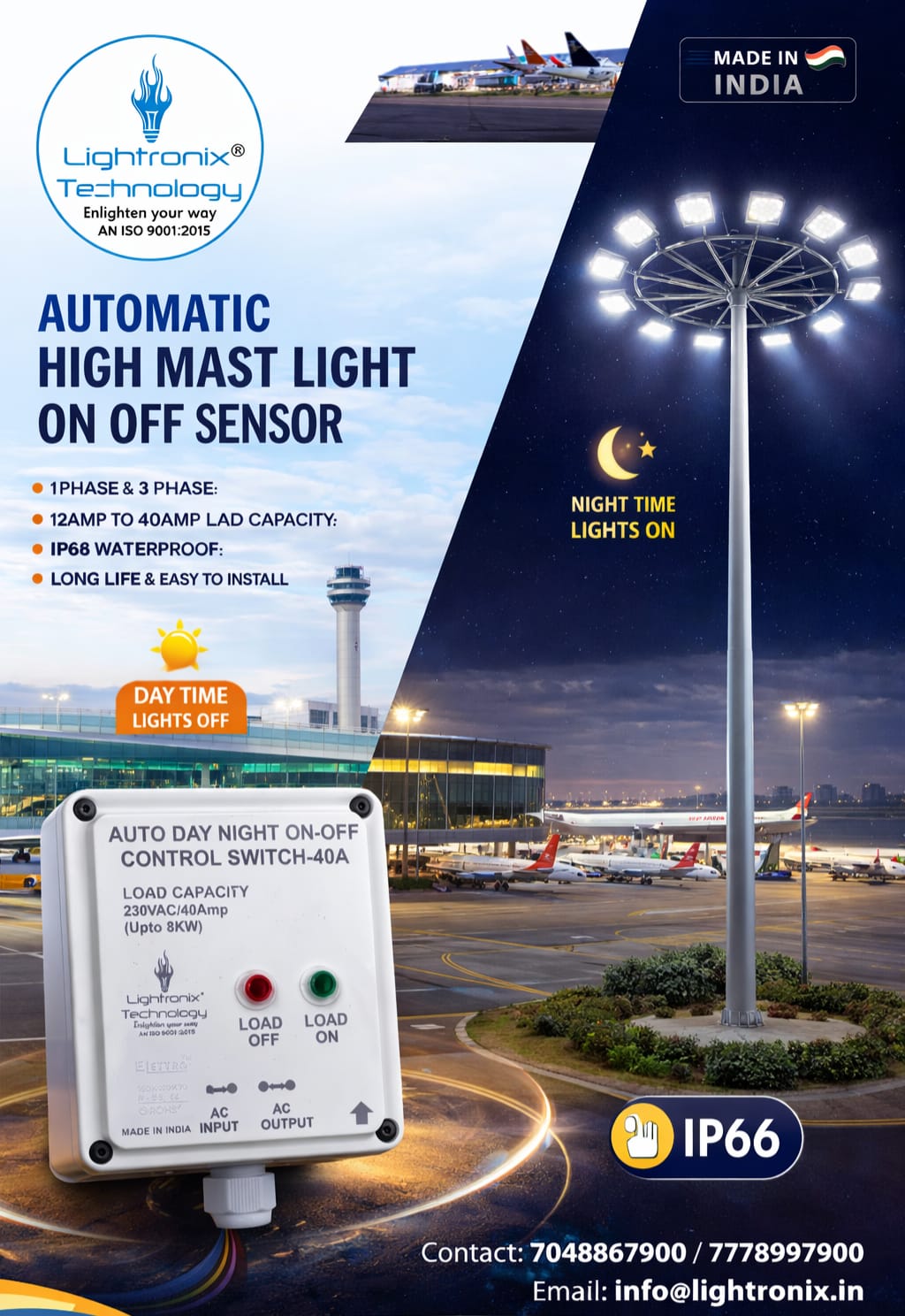 40A HIGH MAST SENSOR SWITCH-SINGLE PHASE