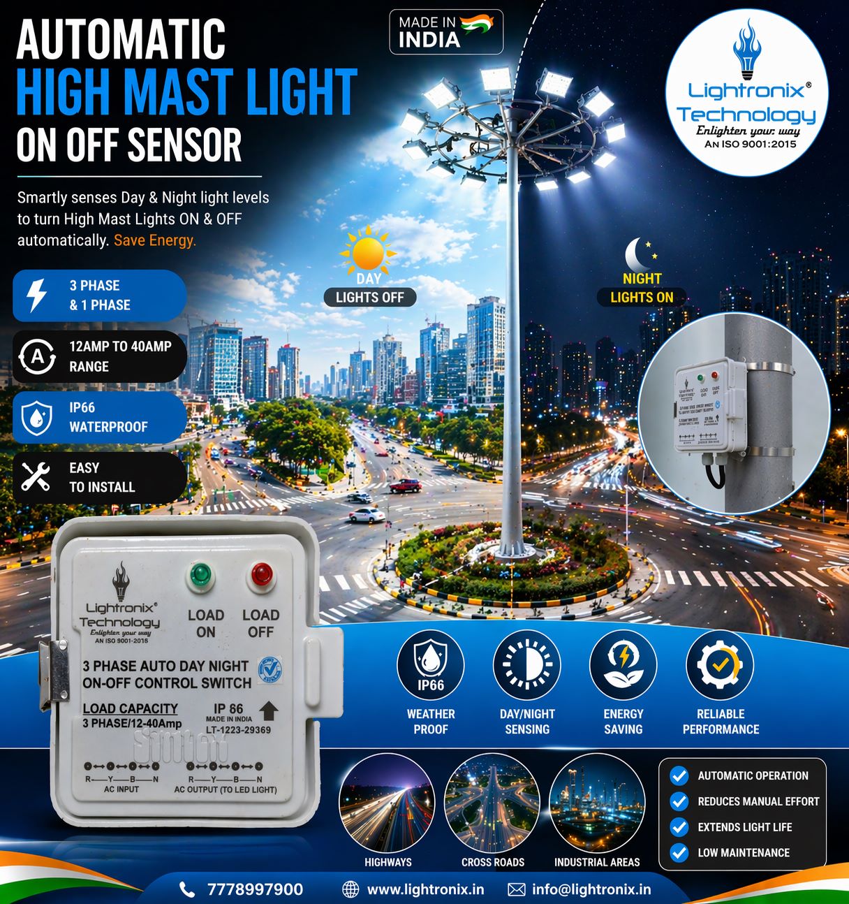 3 PHASE HIGH MAST SENSOR SWITCH