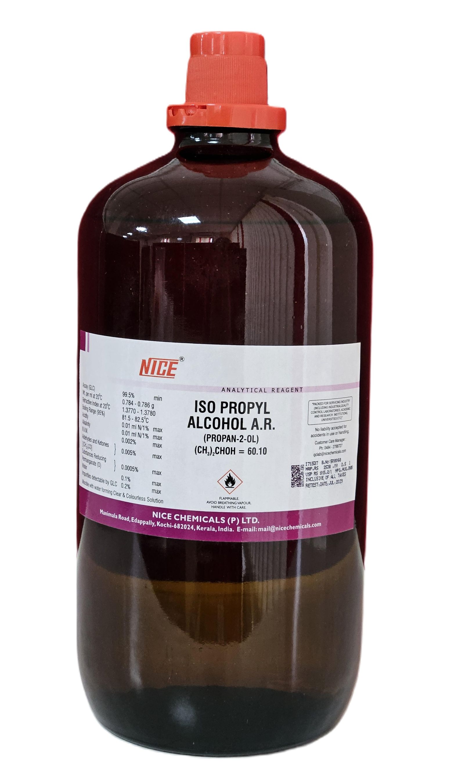  Isopropyl alcohol A.R. - 99.5% (Benzene free) (confirms to ACS specification)