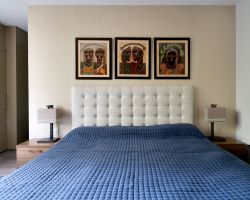 Premium Double Bed with Tufted Foam Fabric Headboard and Side Tables