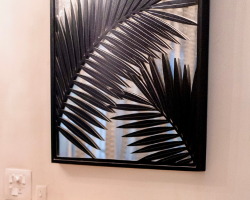 Premium Handcrafted Wooden Leaf Silhouette Wall Mirror