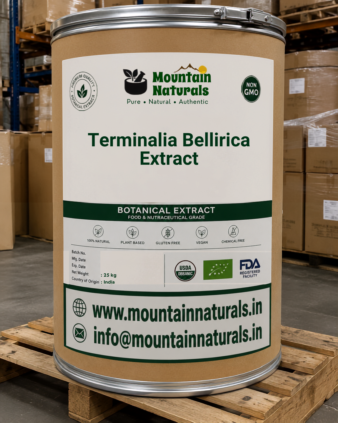 Terminalia bellirica extract, contains gallic acid NLT 30%.
