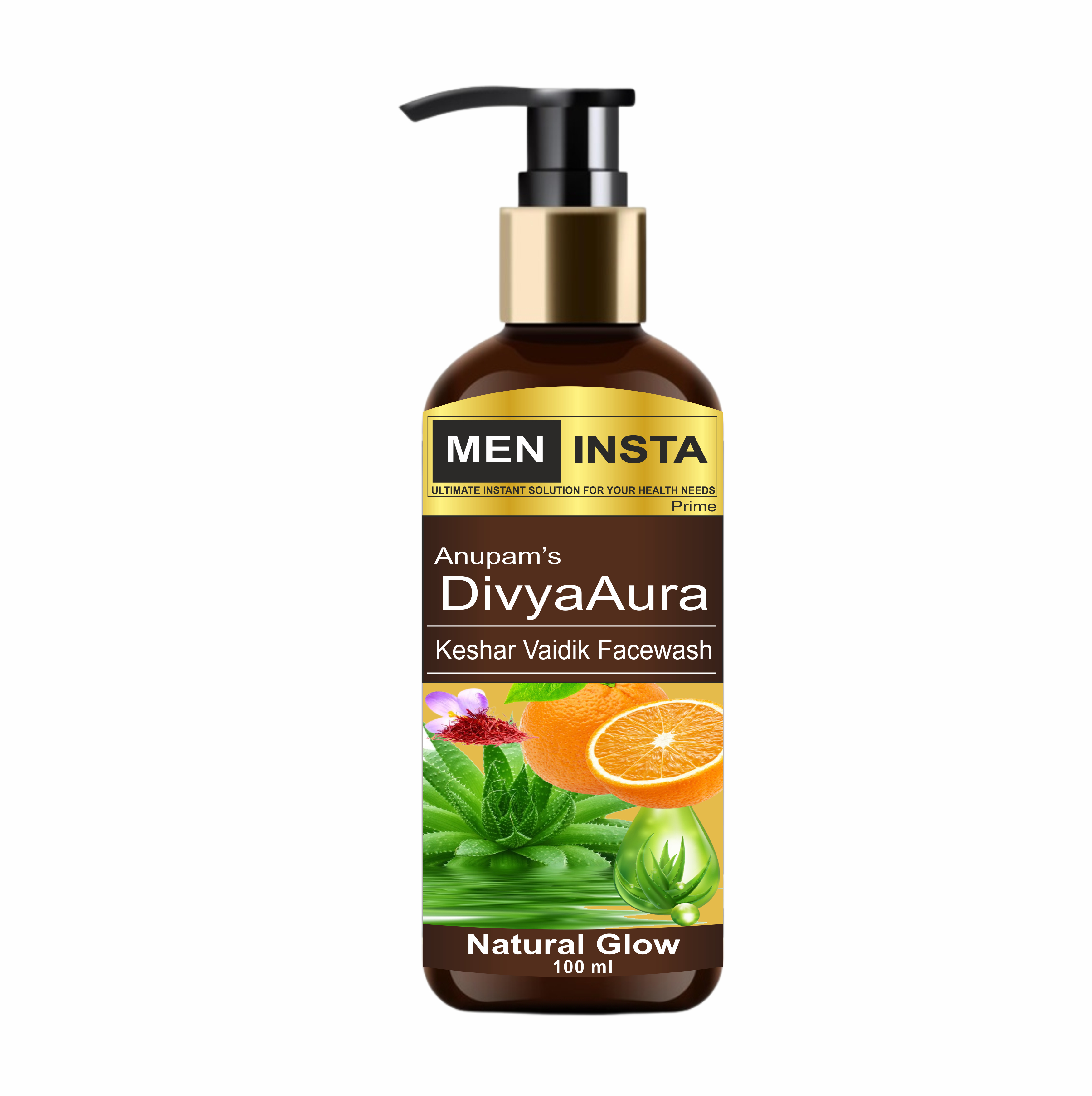 DivyaAura Natural Glow Kesar Vaidik Ayurvedic Face Wash