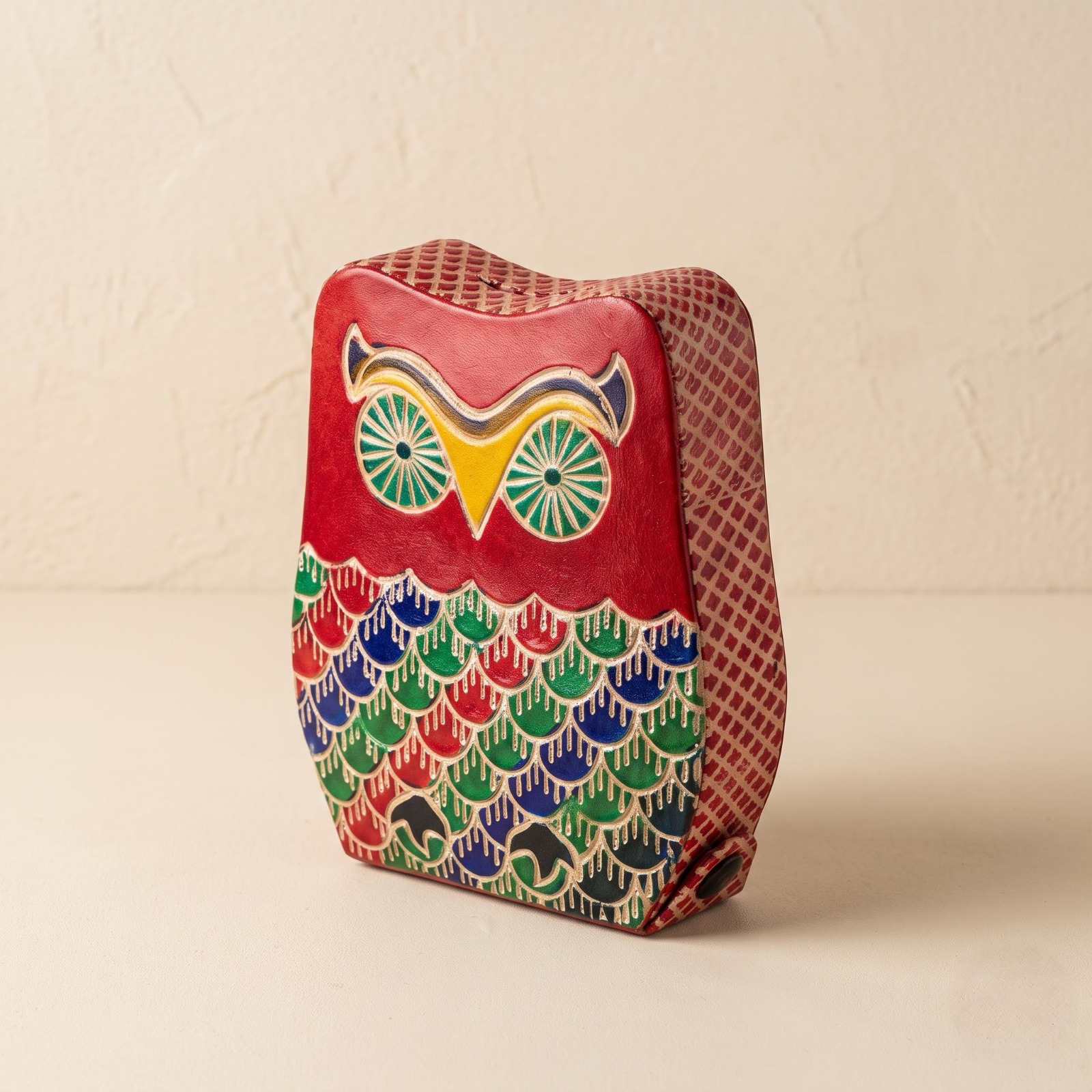 Pure Leather Shantiniketan Piggy Bank Owl Design
