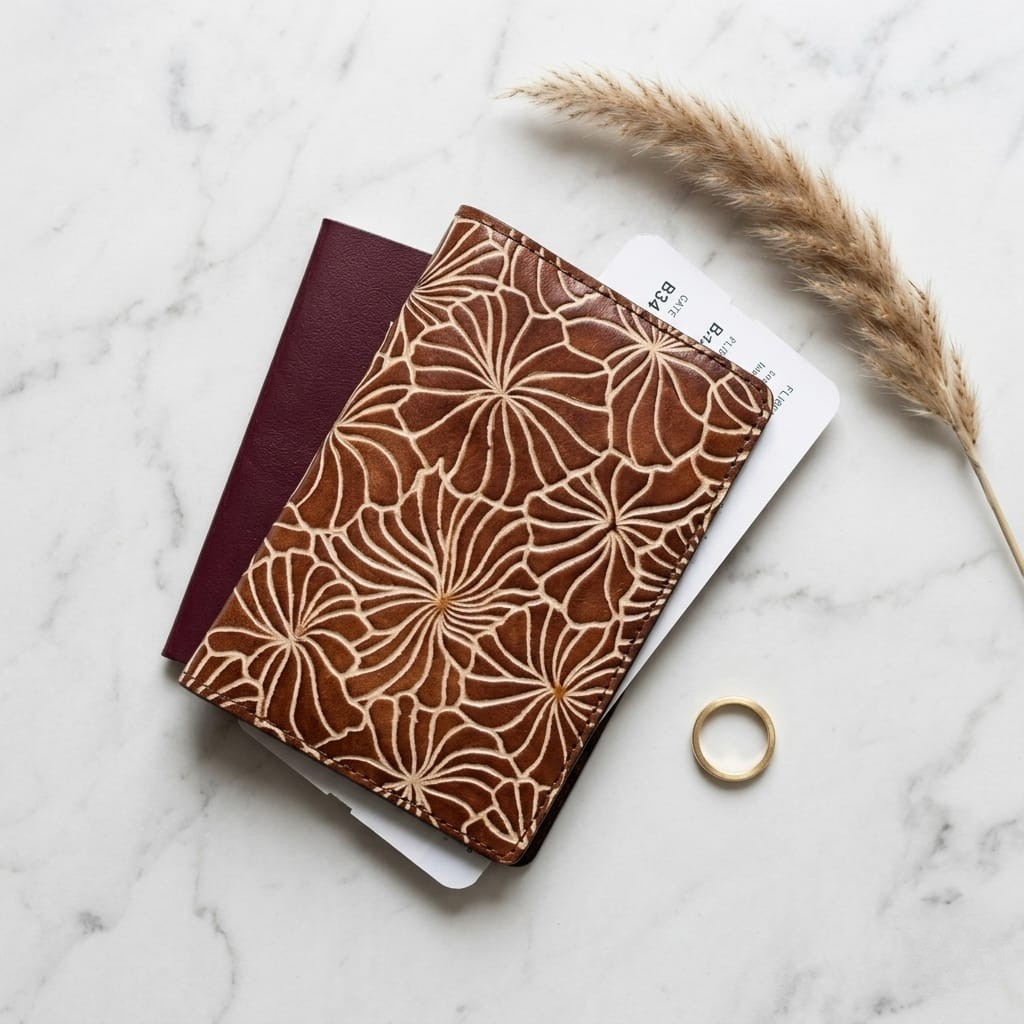 Pure Leather Passport Cover with Boarding Pass Slots 