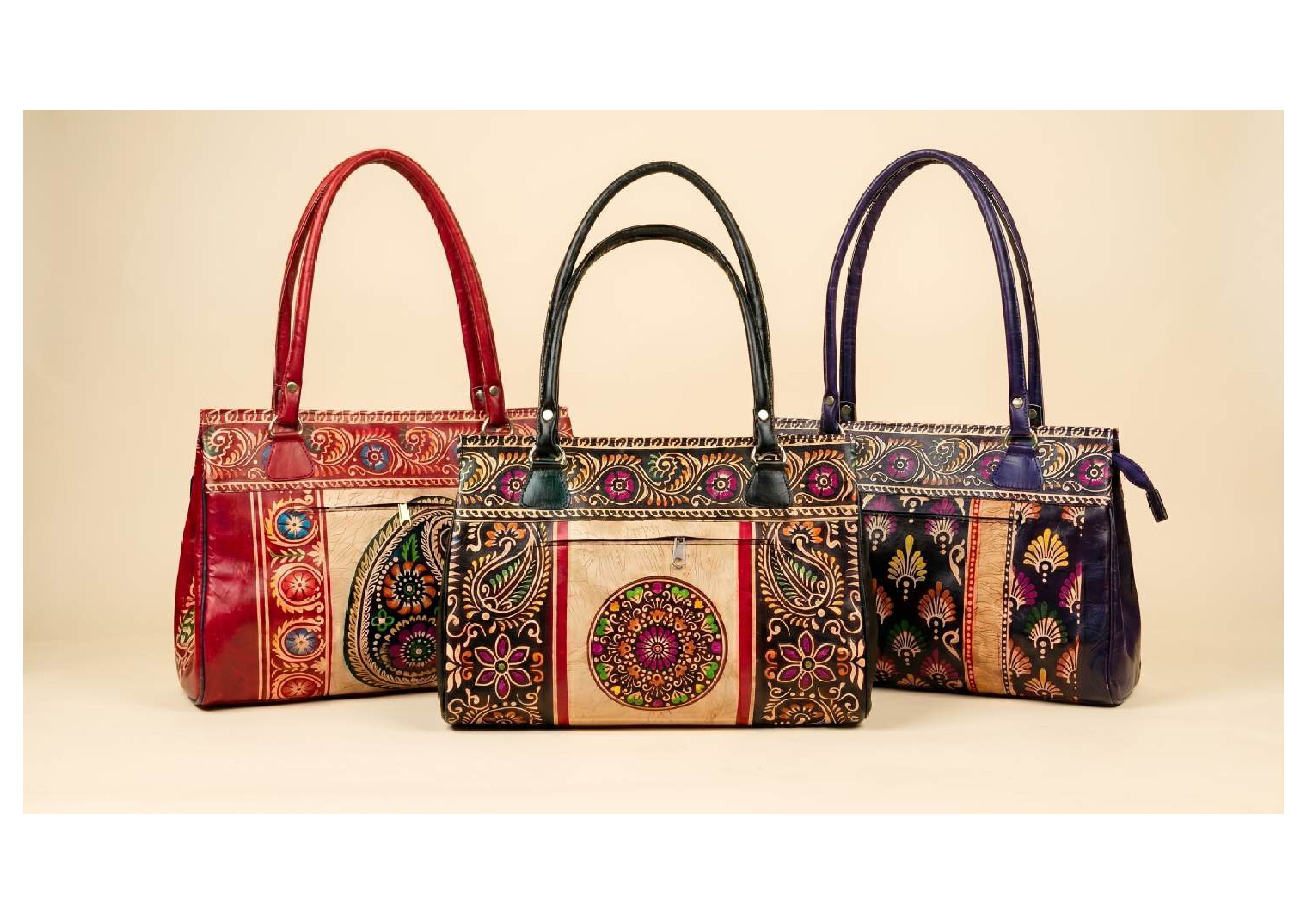 Batik Leather Tote Bag