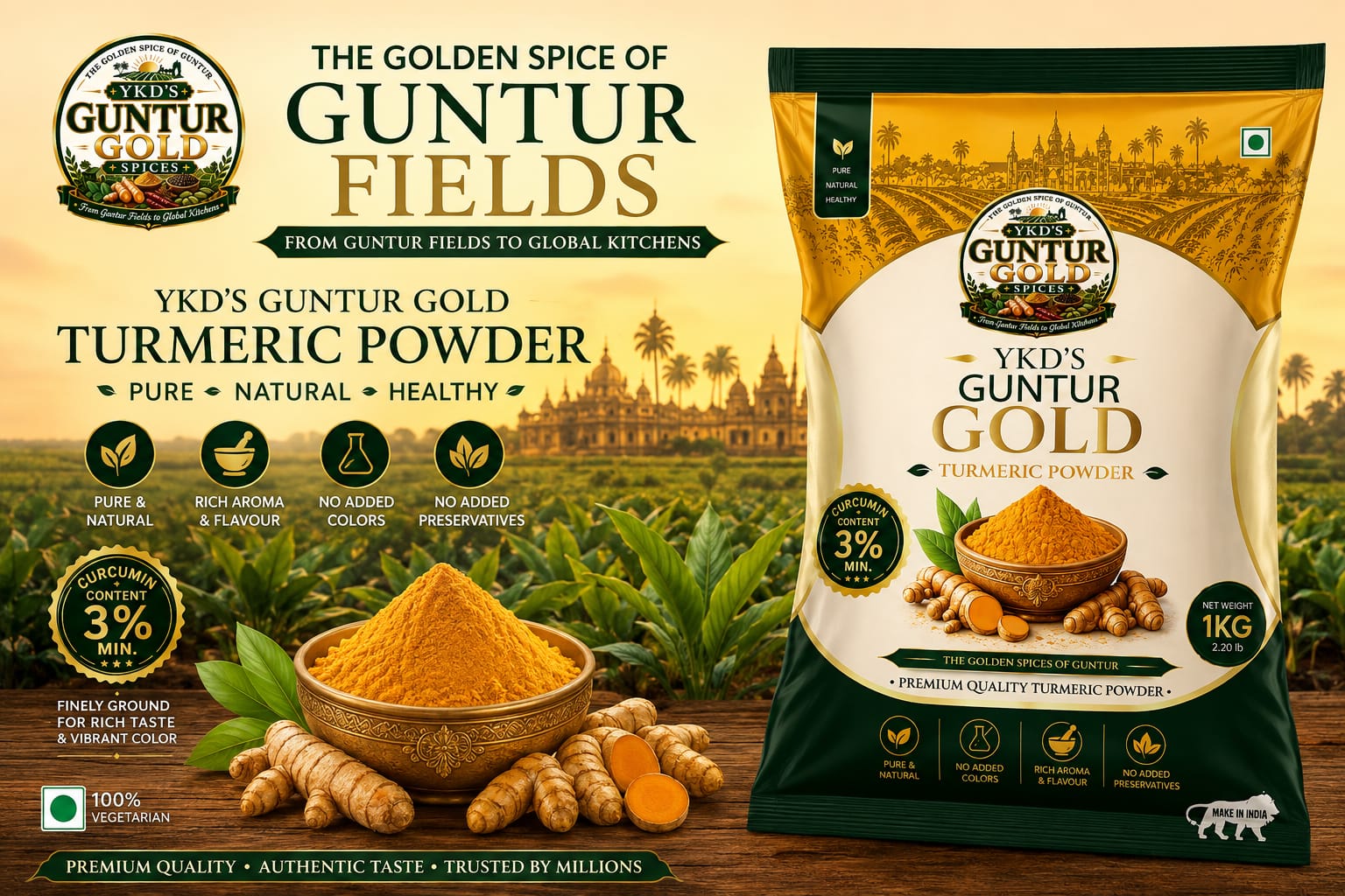 YKD'S GUNTUR GOLD TURMERIC POWDER