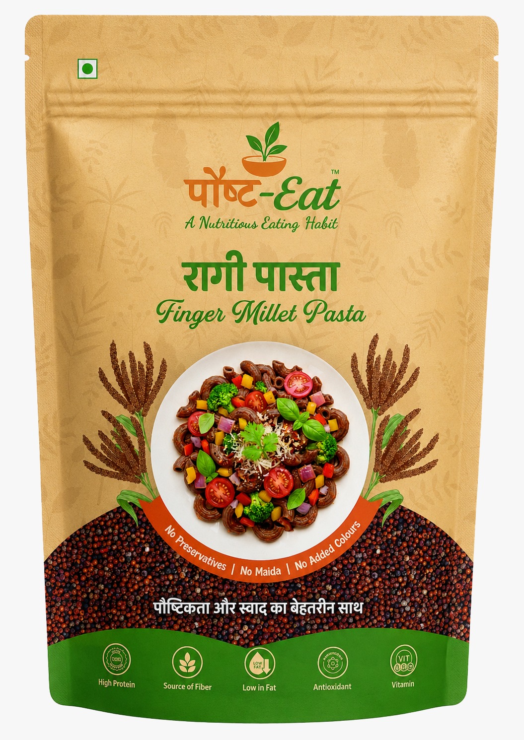 Ragi Pasta Penne | No Maida Finger Millet Pasta