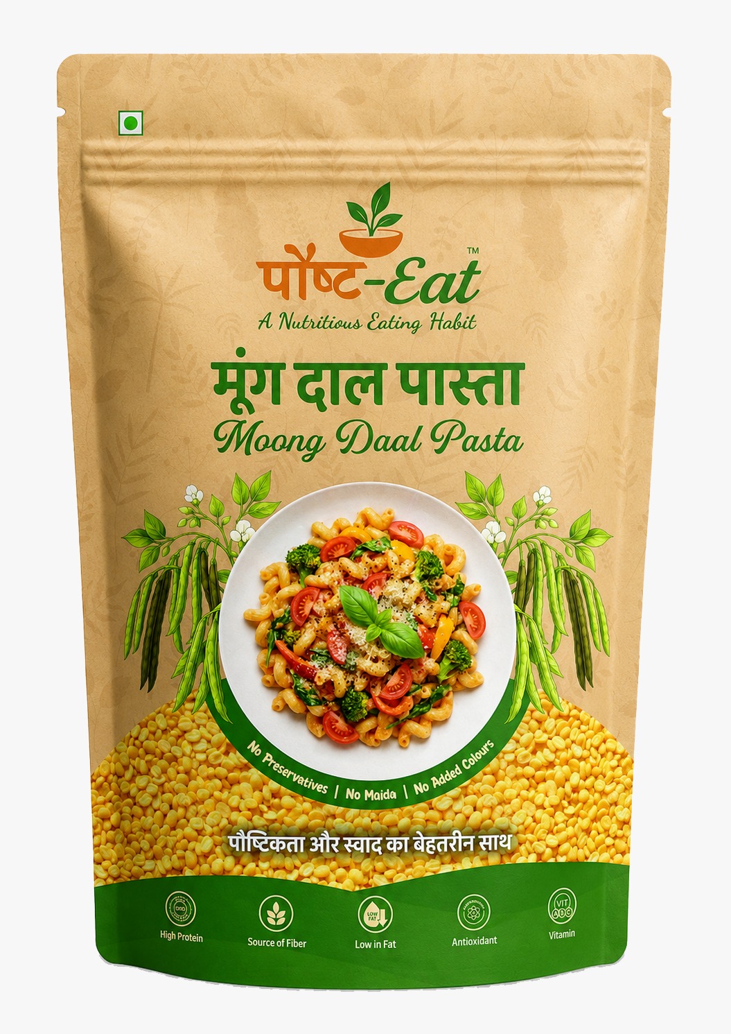 Moong Dal Pasta Penne Shape | Healthy Protein-Rich Lentil Pasta by PaushtEat