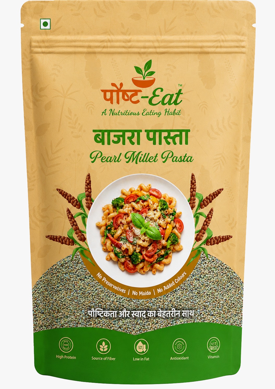 Pearl Millet Pasta Penne Shape | Bajra Pasta – Healthy Millet Pasta, No Maida Pasta by PaushtEat