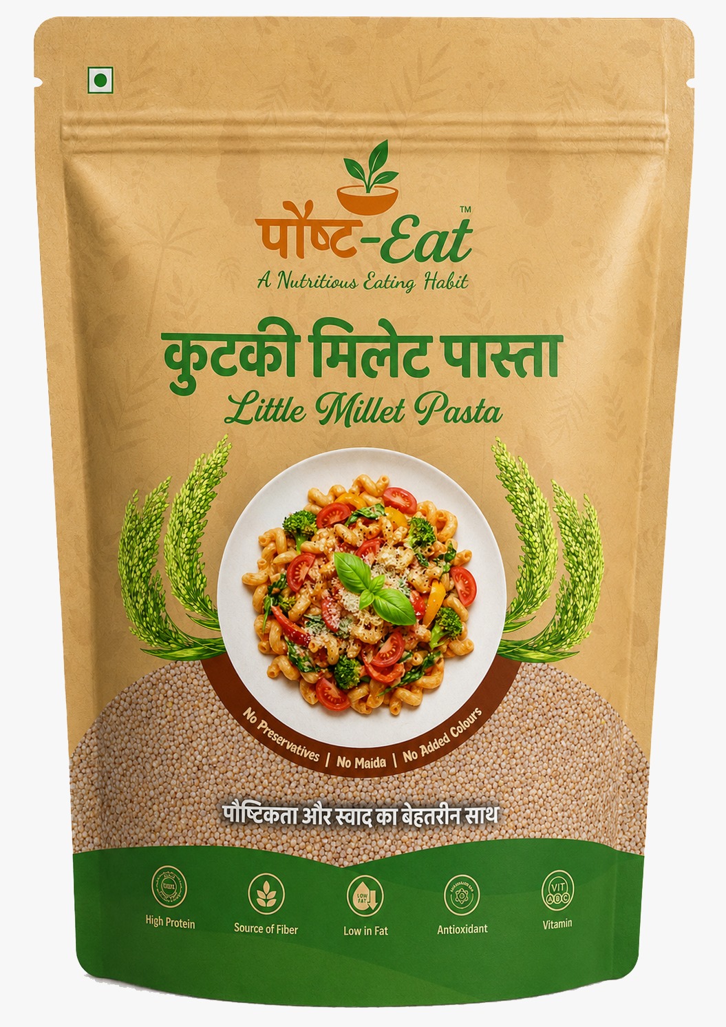 PaushtEat Little Millet Pasta Penne Shape – Nutritious Millet-Based Pasta