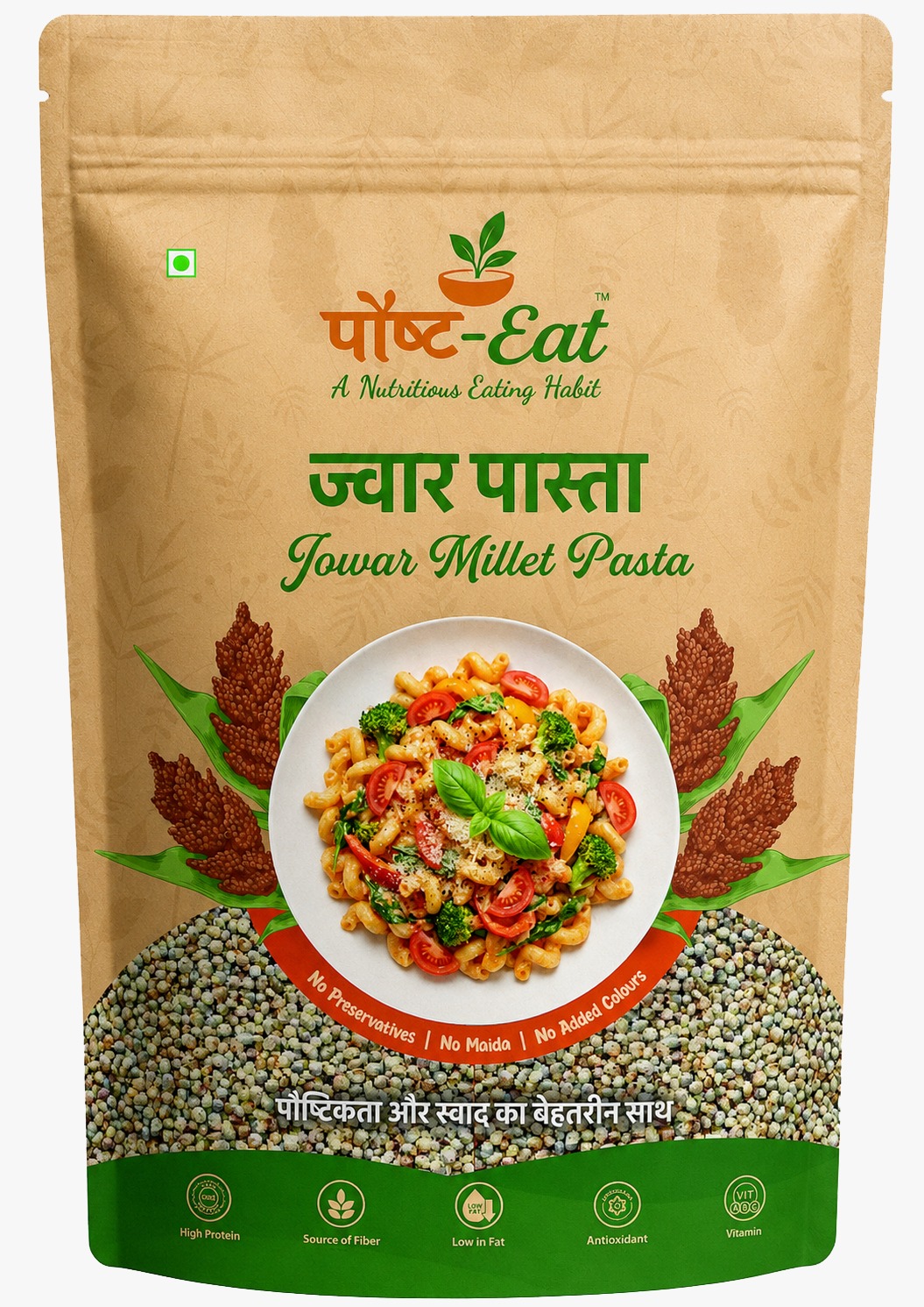 PaushtEat Sorghum Millet Pasta Penne Shape – Nutritious Jowar Pasta
