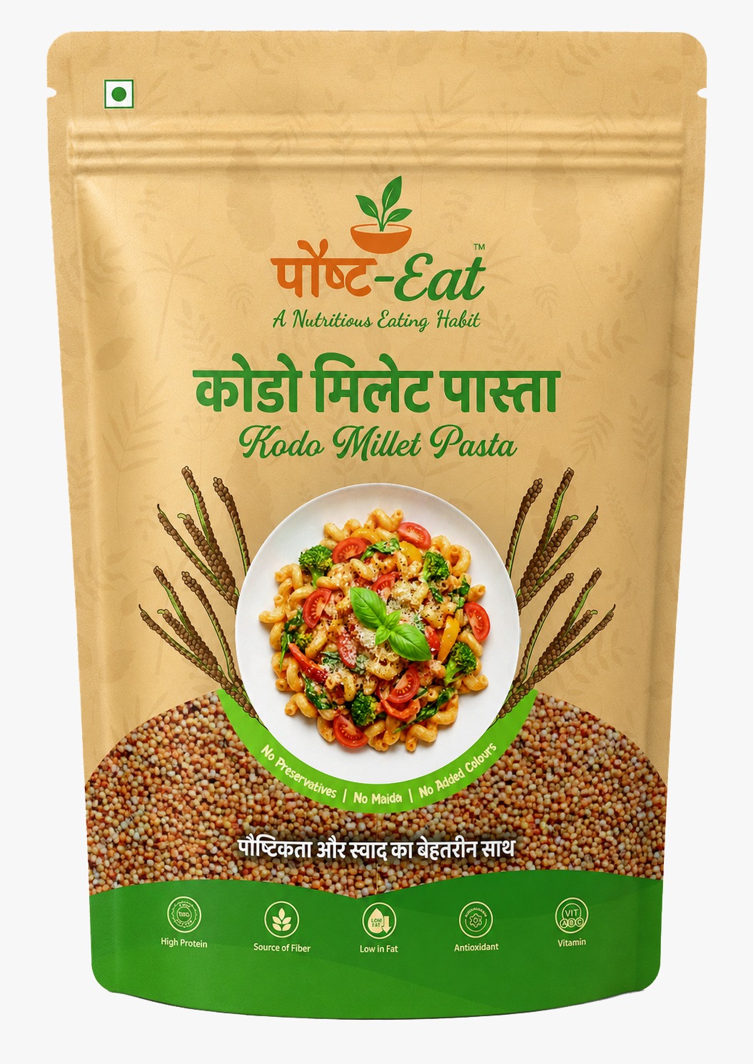 PaushtEat Kodo Millet Pasta Penne Shape – Nutritious Millet-Based Pasta