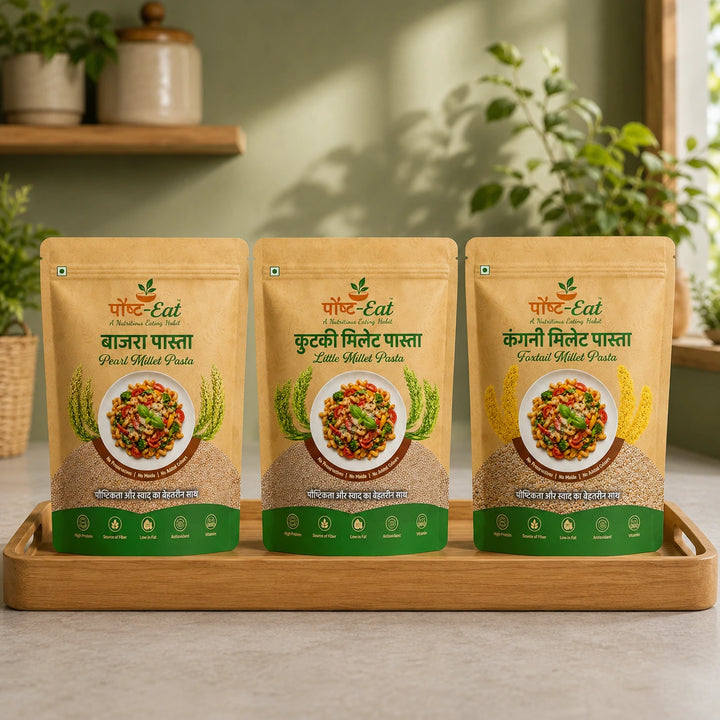 PaushtEat Millet Trio Combo – Traditional Millet Goodness | 3 Millet Pasta Variety Pack