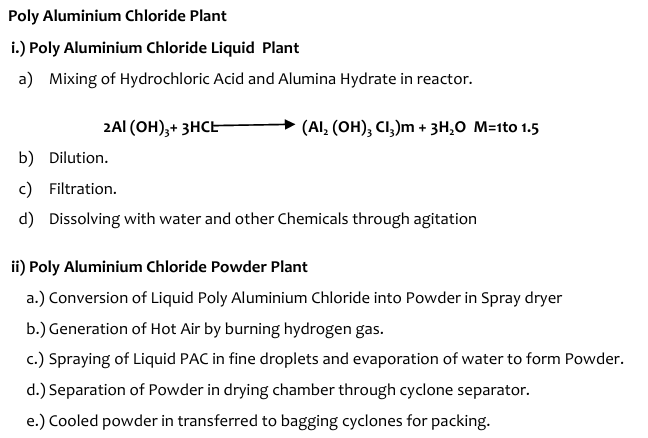 poly aluminium chloride plant equipment