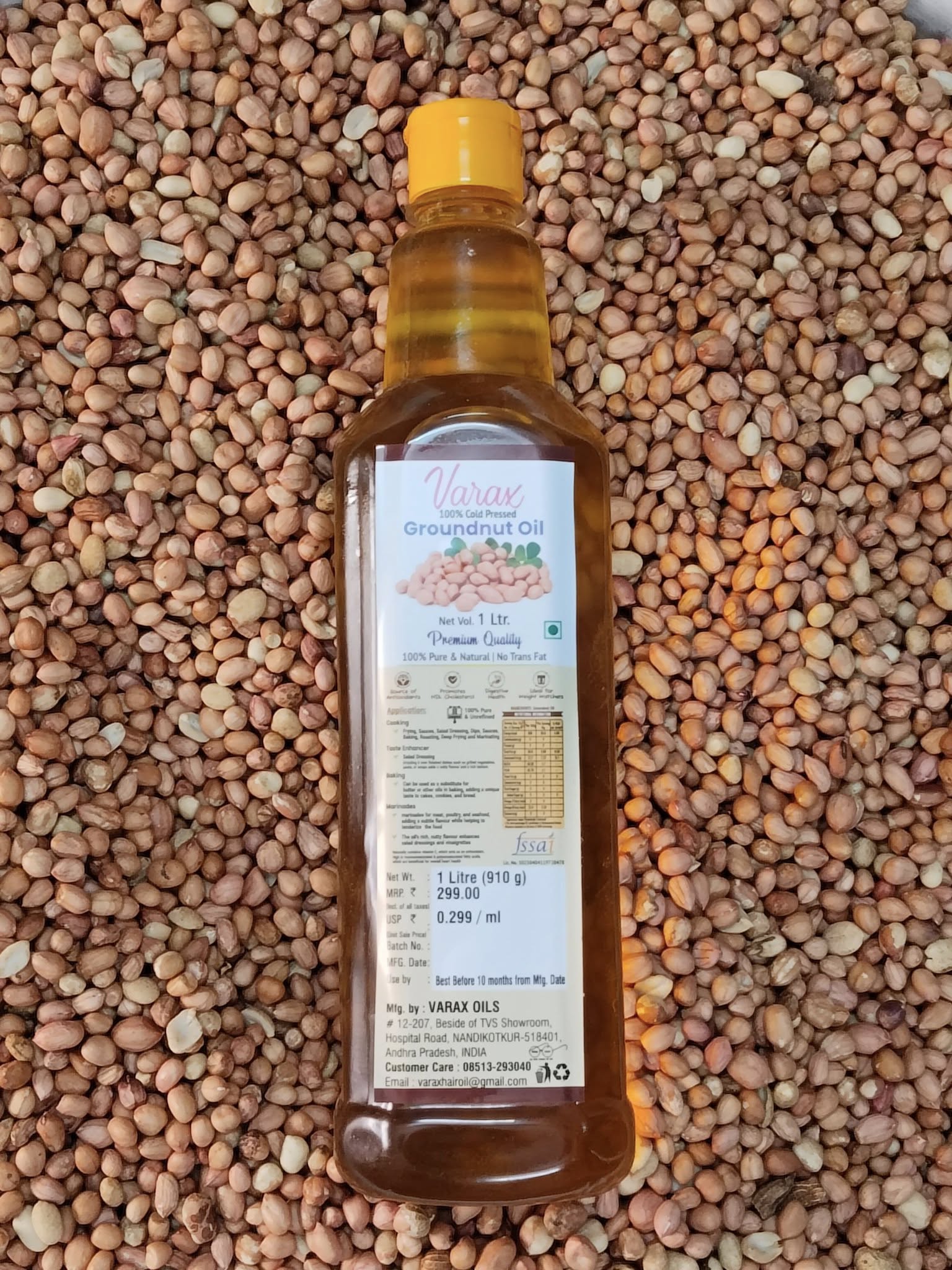 Cold pressed groundnut oil, and other oils